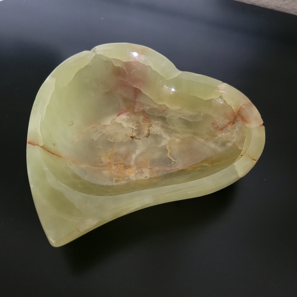 Vintage Heart-Shaped Stone Jewelry Dish